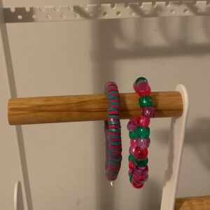 Beaded and Spiral Bracelet Bundle - Pink, Teal, Purple